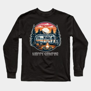 Happy camper vintage airstream Long Sleeve T-Shirt